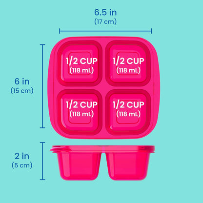 Bentgo Easyboxes 4-Compartment Snack Containers - 8-Piece Set with 4 Trays & 4 Custom-Fit Lids to Seal in Freshness - Reusable Food Storage & Meal Prep Bento BPA-Free Containers (Brights 4-Pack)