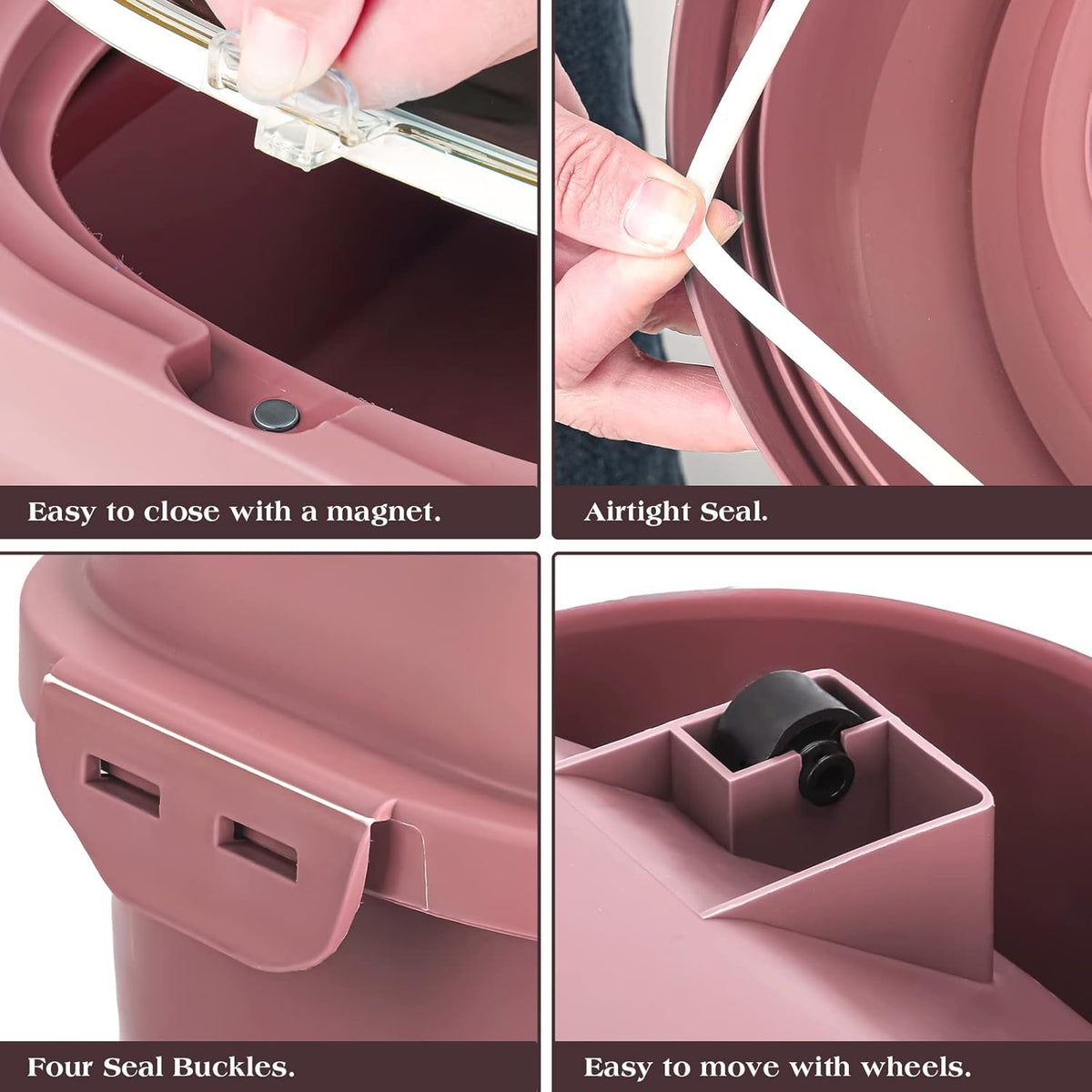 TIOVERY Dog Food Storage Container, Airtight Collapsible 13lb to 30lb Pet Food Container with Flip Top, Rolling Wheel, Scoop and 3L small container for Dog Cat Food and Dry Food of Rice, Flour