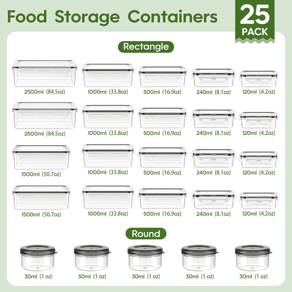 KEMETHY Food Storage Containers with Lids(18 Container & 18 Lid), Plastic Food Containers for Pantry & Kitchen Storage and Organization, BPA-Free, Leak Proof, Reusable with Labels & Pen