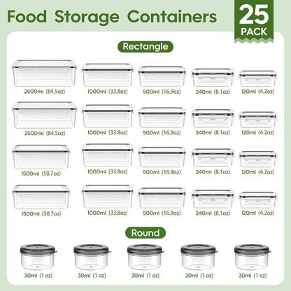 KEMETHY Food Storage Containers with Lids(18 Container & 18 Lid), Plastic Food Containers for Pantry & Kitchen Storage and Organization, BPA-Free, Leak Proof, Reusable with Labels & Pen