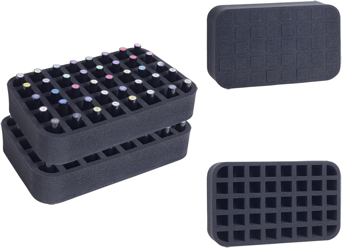 2 Pack Nail Polish Organizer Holder Foam Pad with Slots for Storage 60 Bottles (15ml/0.5fl.oz) Nail Polish or Essential Oil Tray for Drawers Black