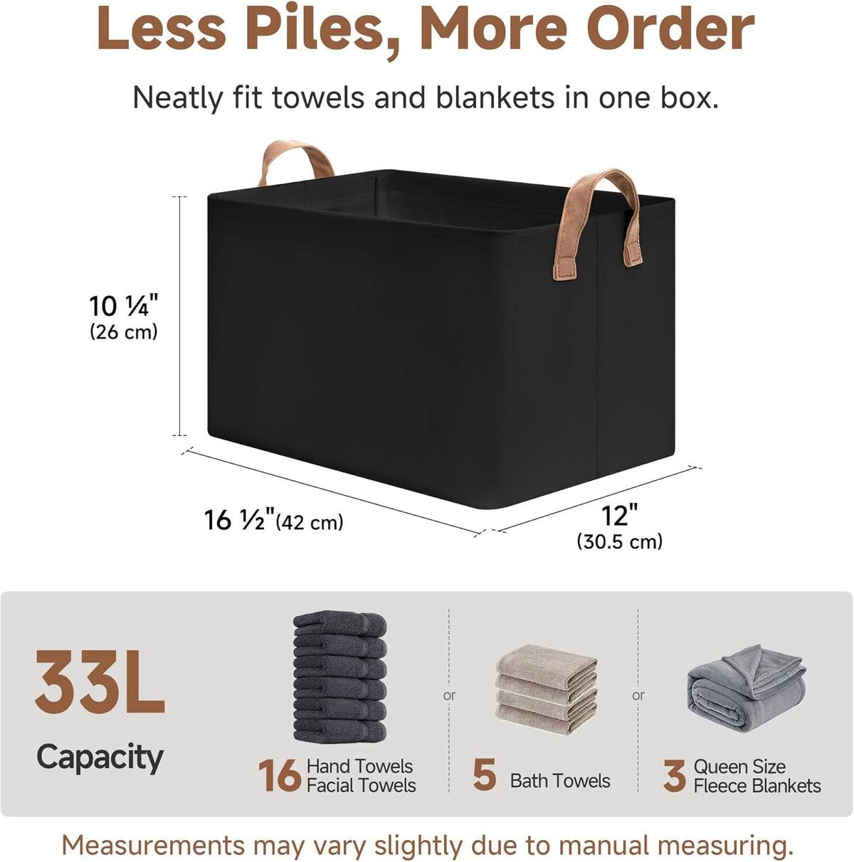 StorageWorks Storage Bins, Shelves Baskets for Organizing, Fabric Closet Organizers with Handles, Metal Frame, Beige-Cotton-linen, 2-Pack