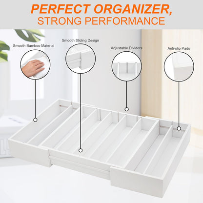 MinBoo Bamboo K Cup Holder for Drawer or Countertop Coffee Pod Holder Expandable K Cup Pod Storage Tea bag organizer K Cup Storage for Coffee Station Home Office and Kitchen