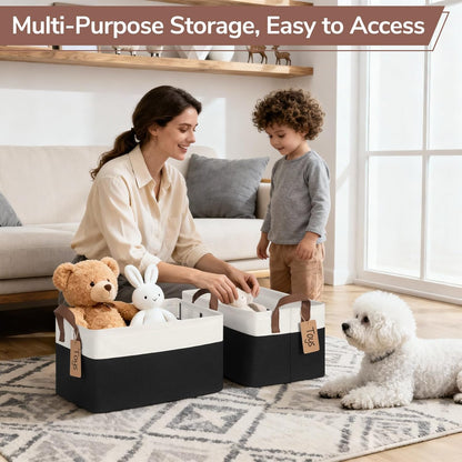 CHICVITA 4 Pack Large Storage Baskets for Shelves, Collapsible Closet Organizer Bins with Metal Frame, Fabric Storage Bins for Clothes Towels Organization, 16.8" x 11" x 9.8", Beige