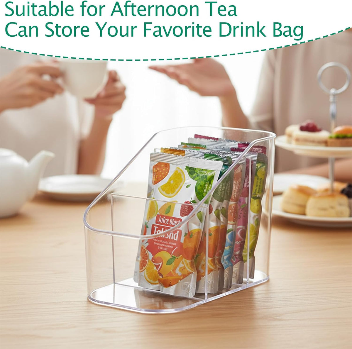 Drink Packet Organizer for Powdered Drink Mix,Powder Packet,Water Flavor Packet,Wooden Water Flavor Packet Organization Container for Kitchen Cabinet, Pantry,Office, Snack Bar Organizer-Small