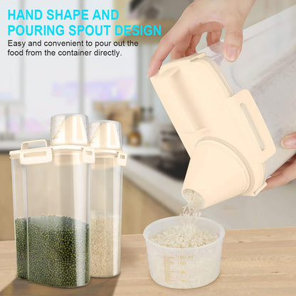 Uppetly Rice Airtight Dry Food Storage Containers, BPA Free Plastic Storage Bin Dispenser with Pourable Spout, Measuring cup for Cereal, Flour and Baking Supplies, Include a Stainless Steel Whisk