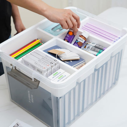 Citylife 17 QT Plastic Storage Box with Removable Tray Craft Organizers and Storage Clear Storage Container for Organizing Bead, Tool, Sewing, Playdoh
