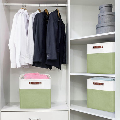 Bagnizer Large Fabric Storage Baskets | 50L Storage Bins, Decorative Linen Closet Baskets with Handles for Organizing, Shelf, Toys, Clothes, Home, Office, Nursery, 17x12x15Inches (Grey&White)