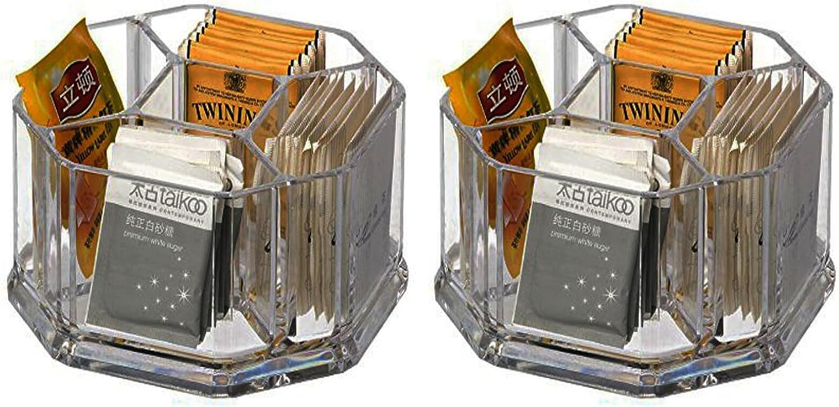 Clear Acrylic Two Lattices Tea Bags Holder Coffee Sugar Bag Case Guest Room Storage Boxes YTBH-001