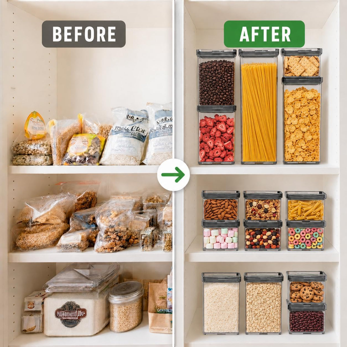 4-Pack Small Pantry Containers, 0.8 QT/0.76 L Clear SAN Food Storage Canisters with Twist-Lock Lids, Stackable for Sugar, Tea Bags, Seasoning, Nuts, Snacks(Sand)