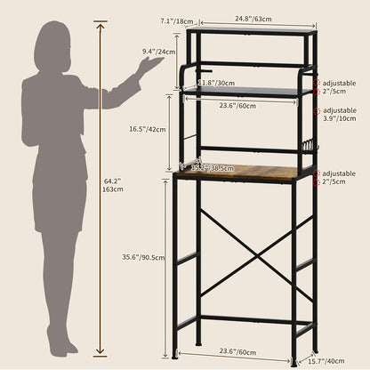 Yuyetuyo 3-Tier Mini Fridge Stand Shelf with Storage, Microwave Organizer Shelf and Mini Fridge Cabinet with Storage for Kitchen, Dorm, and Coffee Bar with Mini Fridge Space