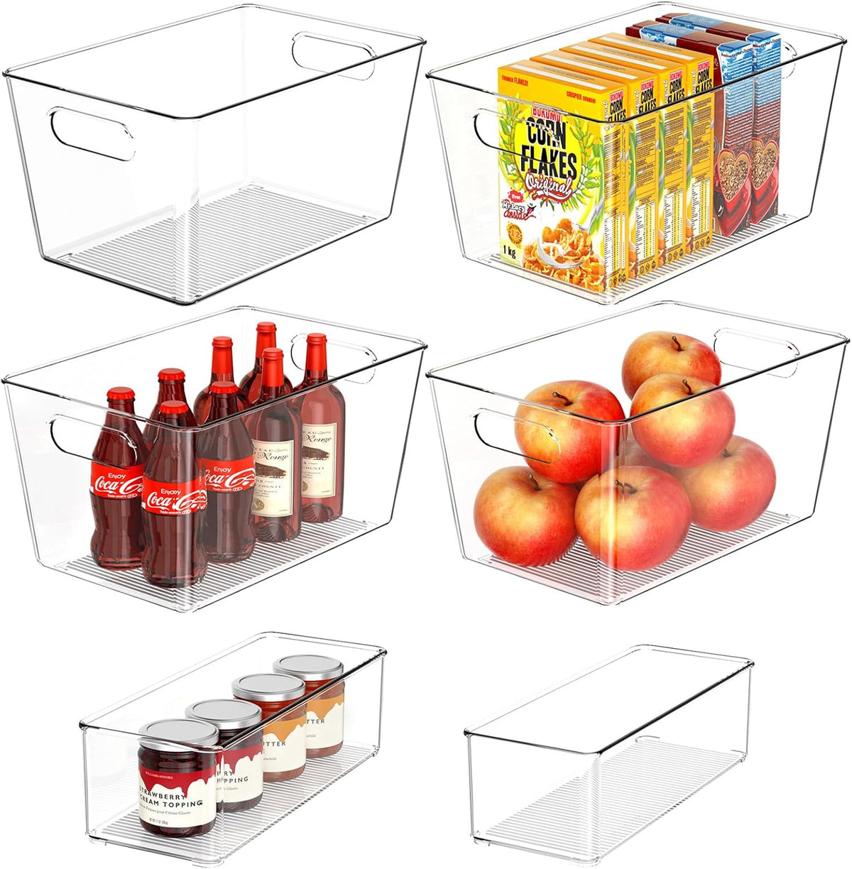 Clear Plastic Storage Bins-6 Pack Large Pantry Organizers and Storage Containers for Kitchen, Bathroom, Under-Sink, Office, Closet, Garage, Freezer and Snack