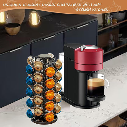 BLACKSMITH FAMILY 36 K Cup Pod Carousel Easy Assembly Design K Cup Holders,K Cup Holder, K Cups Holder,K Cup Carousel, 4-Tier Coffee Pods Holder Storage Organizer Stand,Glossy Black