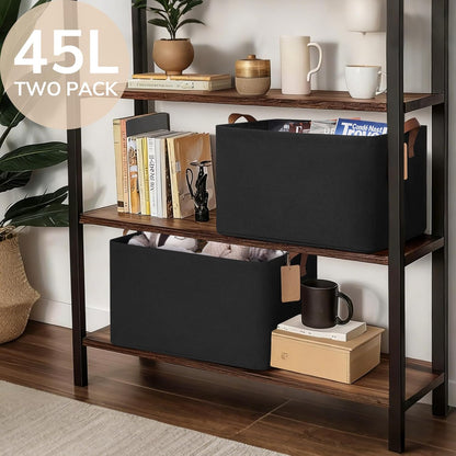 CHICVITA Large Storage Baskets for Shelves, Fabric Storage Bins with Metal Frame, Closet Organizers and Storage Boxes for Clothes Toy, Beige