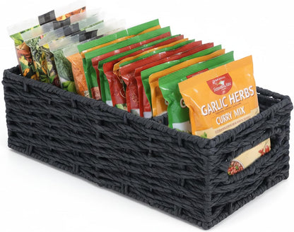 4-Compartment Seasoning Packet Organizer with Removable Dividers, Kitchen Packet Organizer for Spice, Gravy, Taco and Dressing Packets, Pantry Cabinet Countertop Storage Box