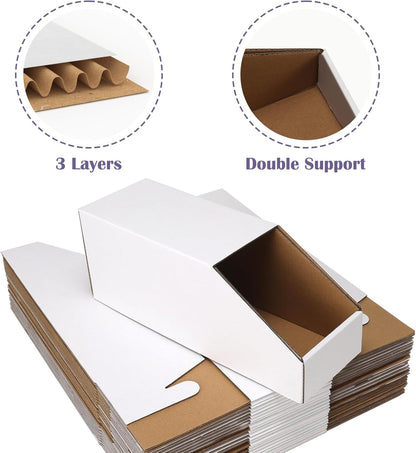 EXYGLO Cardboard Boxes, Pack of 35 Corrugated Storage Bins 12x6x4.5 inch Pantry Organizer Bins for Shelves Garage Office Organization