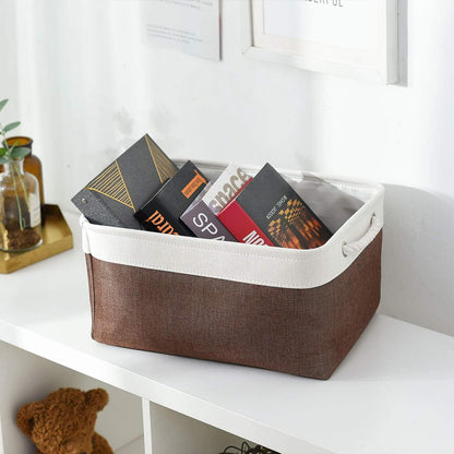 Fabric Storage Bins 12x8x5 inch [6-Pack] with Rope Handles - Decorative Baskets for Organizing