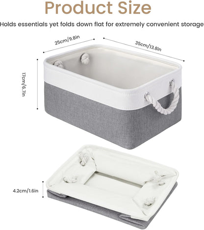 Large Storage Baskets- 15.7x11.8x8.26 inch Storage Bins for Shelves and Closet Organizing, Foldable Fabric Bin for Home Organization Clothes and Laundry (3-Pack, White&Khaki)