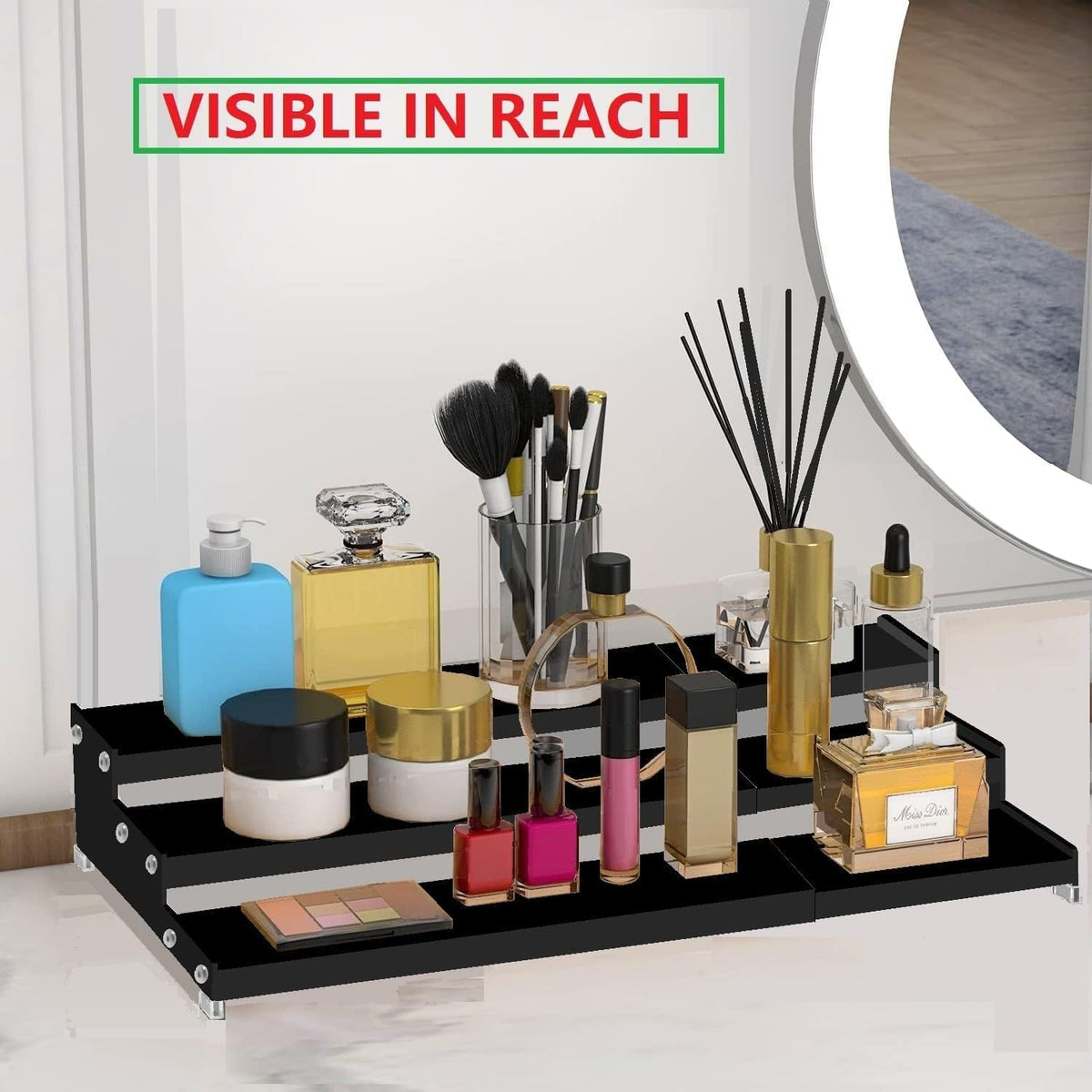 Jojocross Spice Rack Organizer for Cabinet, 3 Tier Expandable Spices Storage, Great for Kitchen Cabinets, Cupboard,Pantry and Countertop More /White