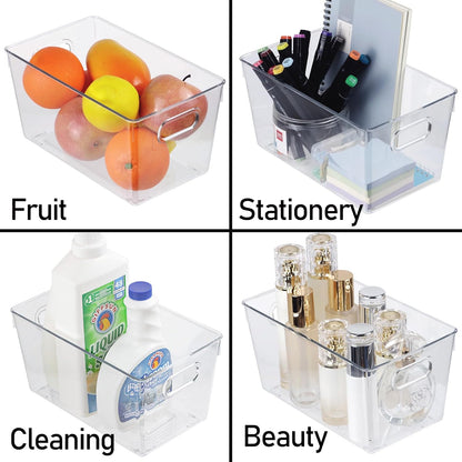ZEXALOR 10 PACK Clear Storage Bins Clear Storage Containers for Kitchen Pantry Organization, Organizing Bins with Built in Handles, Cabinet Organizers