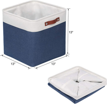 Univivi 4PC Small Fabric Storage Bins,15x6x5 inch Long Narrow Storage Baskets with PU Handles for Closet,Cabinet,Countertop Organizing Small Items (Gray,15x6x5 inch)