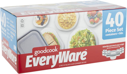 GoodCook EveryWare 40-Piece Food Storage Container Set, BPA-Free Plastic, Click and Fresh Lids, Assorted Sizes with Integrated Measurements, Durable and Secure Food Containers for Leftovers