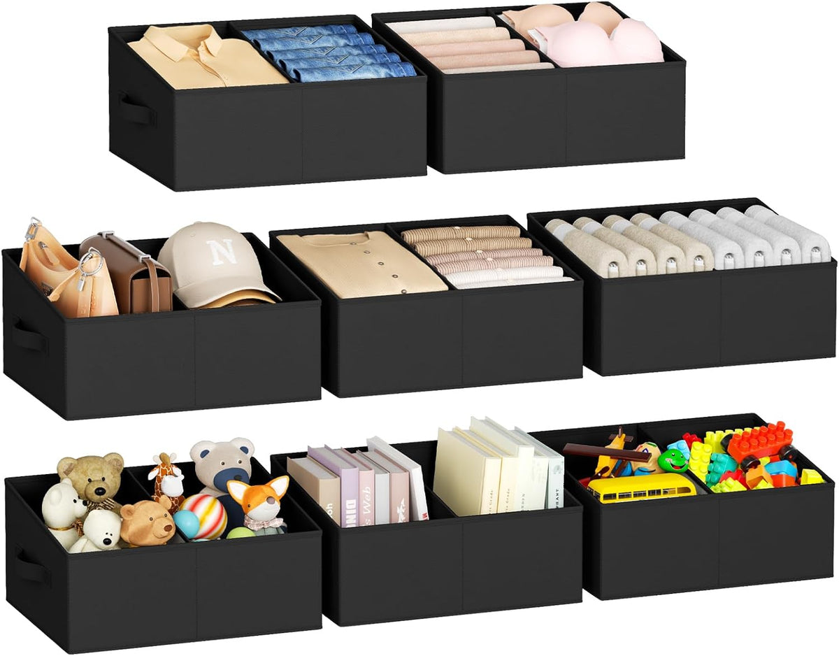 DIMJ Closet Storage Bins - Fabric Storage Baskets for Shelves, Collapsible Closet Organizers and Storage with Handles, Trapezoid Shelf Organization Storage Cubes for Purse, Toys, Books, Towel, Socks