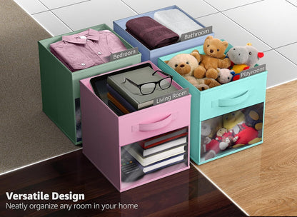Sorbus Fabric Storage Cubes - 6 Foldable Storage Bins for Organizing Pantry, Cubbies, Toy Box - Clothes Storage & Closet Organizer - 13 Inch Collapsible Cube Baskets for Shelves with Handle