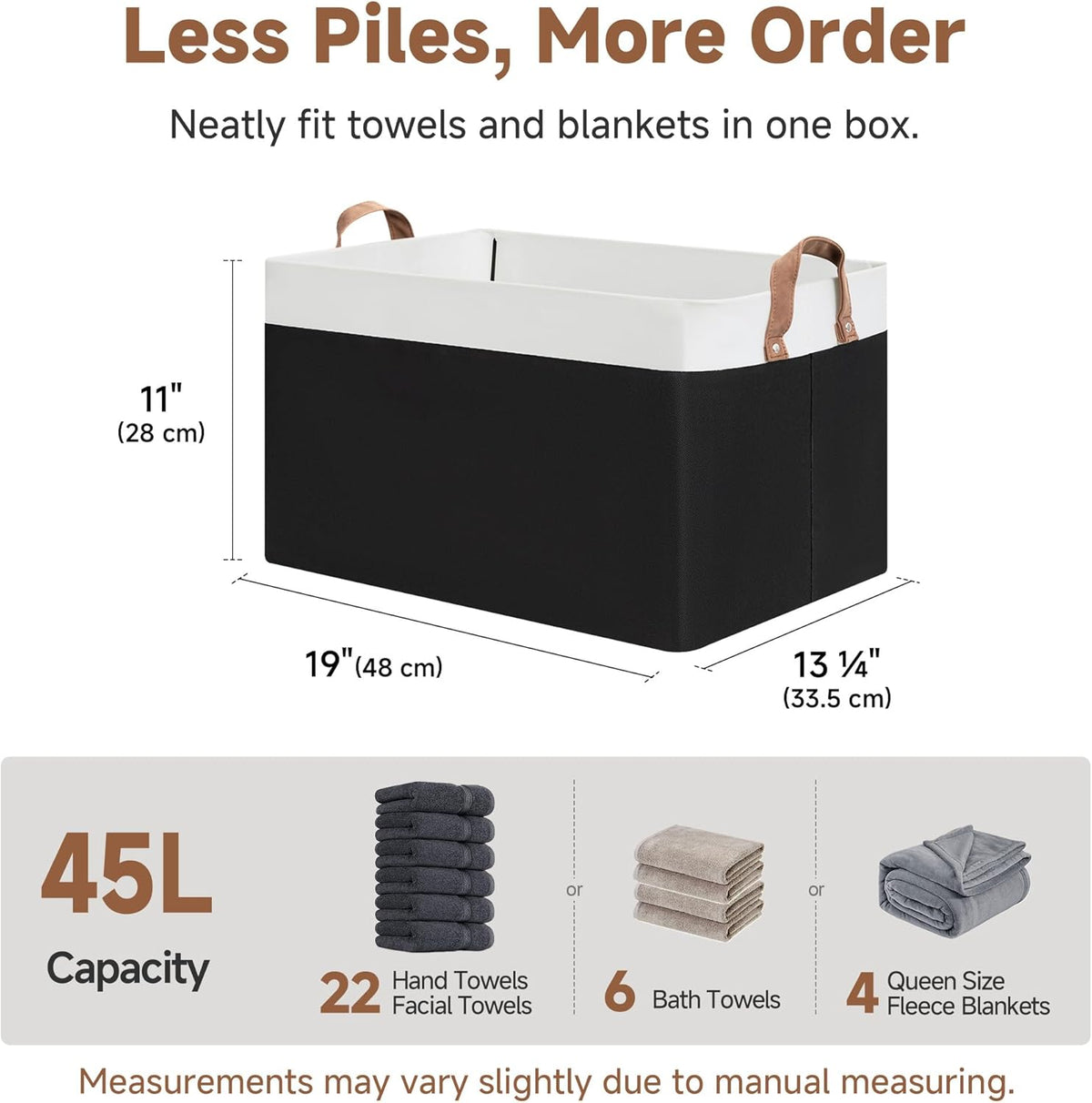 StorageWorks Storage Bins, Shelves Baskets for Organizing, Fabric Closet Organizers with Handles, Metal Frame, Beige-Cotton-linen, 2-Pack
