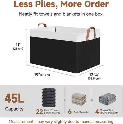 StorageWorks Storage Bins, Shelves Baskets for Organizing, Fabric Closet Organizers with Handles, Metal Frame, Beige-Cotton-linen, 2-Pack