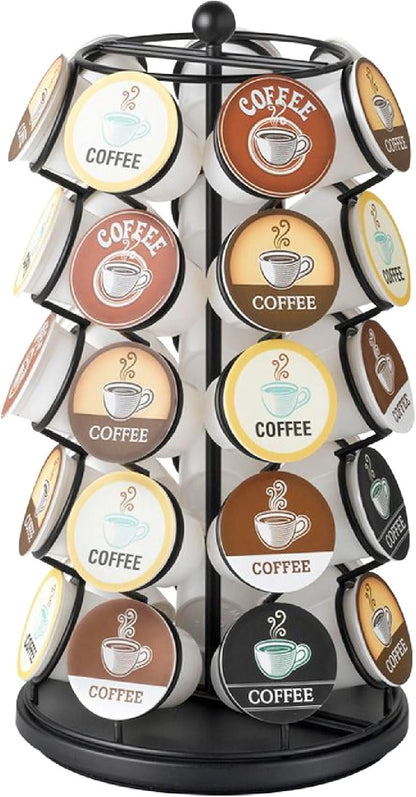 Nifty K Cup Holder – Compatible with K-Cups, Coffee Pod Carousel | 35 K Cup Holder, Spins 360-Degrees, Lazy Susan Platform, Modern Black Design, Home or Office Kitchen Counter Organizer