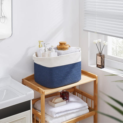OIAHOMY Storage Basket, Woven Baskets for Storage, Cotton Rope Basket for toys,Towel Baskets for Bathroom - Pack of 3, Gradient Yellow