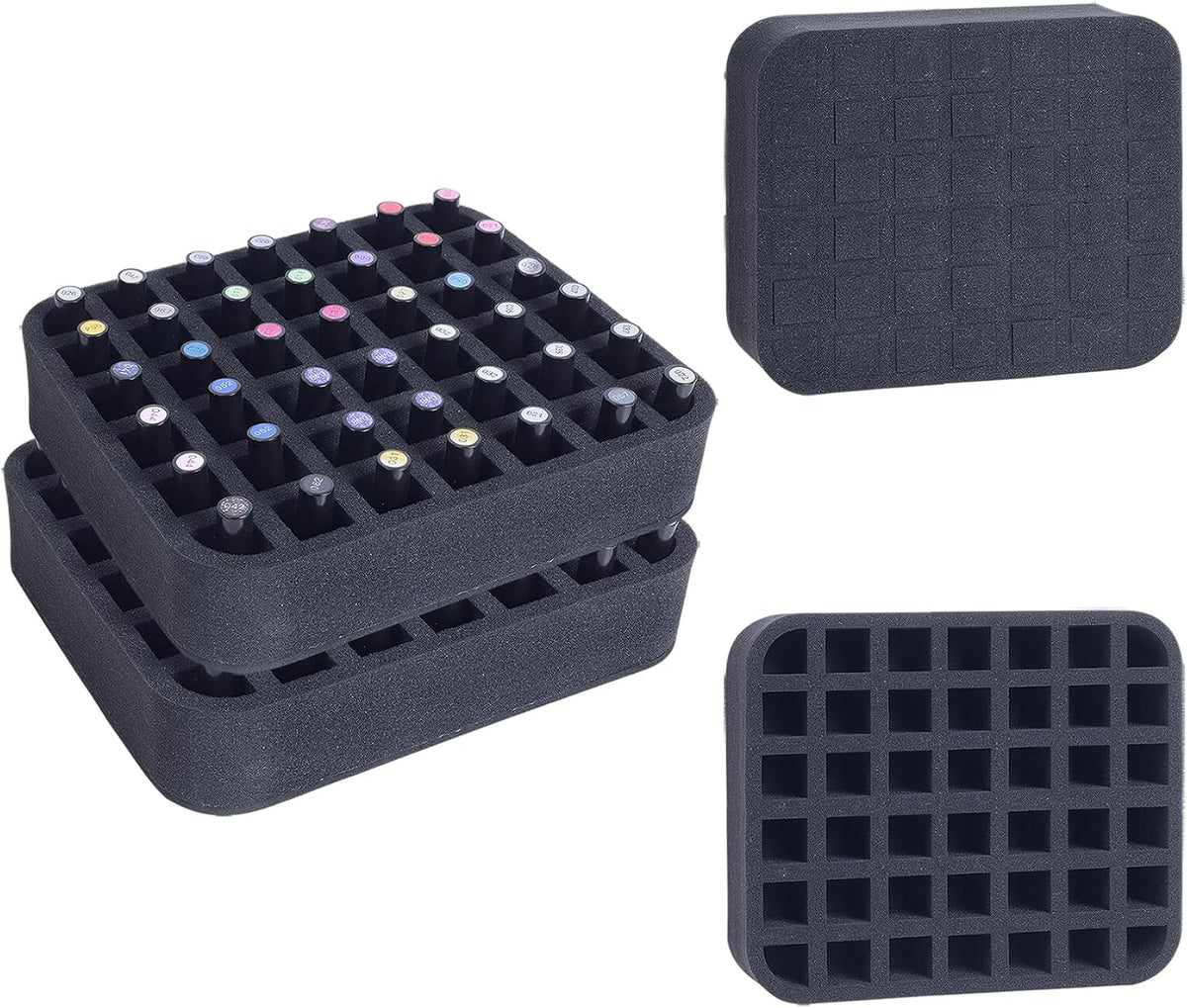 2 Pack Nail Polish Organizer Holder Foam Pad with Slots for Storage 60 Bottles (15ml/0.5fl.oz) Nail Polish or Essential Oil Tray for Drawers Black