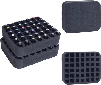 2 Pack Nail Polish Organizer Holder Foam Pad with Slots for Storage 60 Bottles (15ml/0.5fl.oz) Nail Polish or Essential Oil Tray for Drawers Black