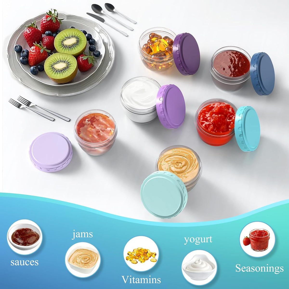 Snack Pack Containers for Kids, Reusable Snack Containers with Lids, 2 Compartment Small Bento Snack Box, BPA-Free, Lunchbox Accessories for Travel