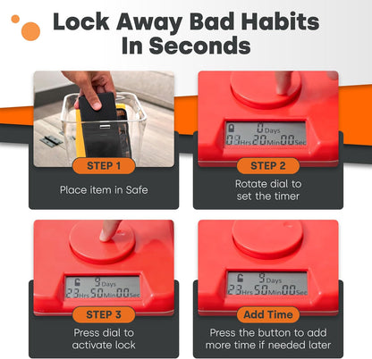 Kitchen Safe Time Locking Container, Phone Jail, Medication Lock Box, Break Bad Habits, Quit Smoking, Stop Snacking, Gaming Addiction, Family Time (XL, White Lid + 12.3” White Base)