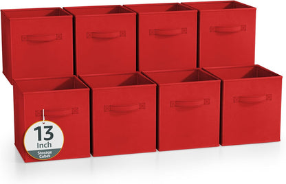 Sorbus Fabric Storage Cubes - 8 Foldable Storage Bins for Organizing Pantry, Cubbies, Toy Box - Clothes Storage & Closet Organizer - 11 Inch Collapsible Cube Baskets for Shelves with Handle