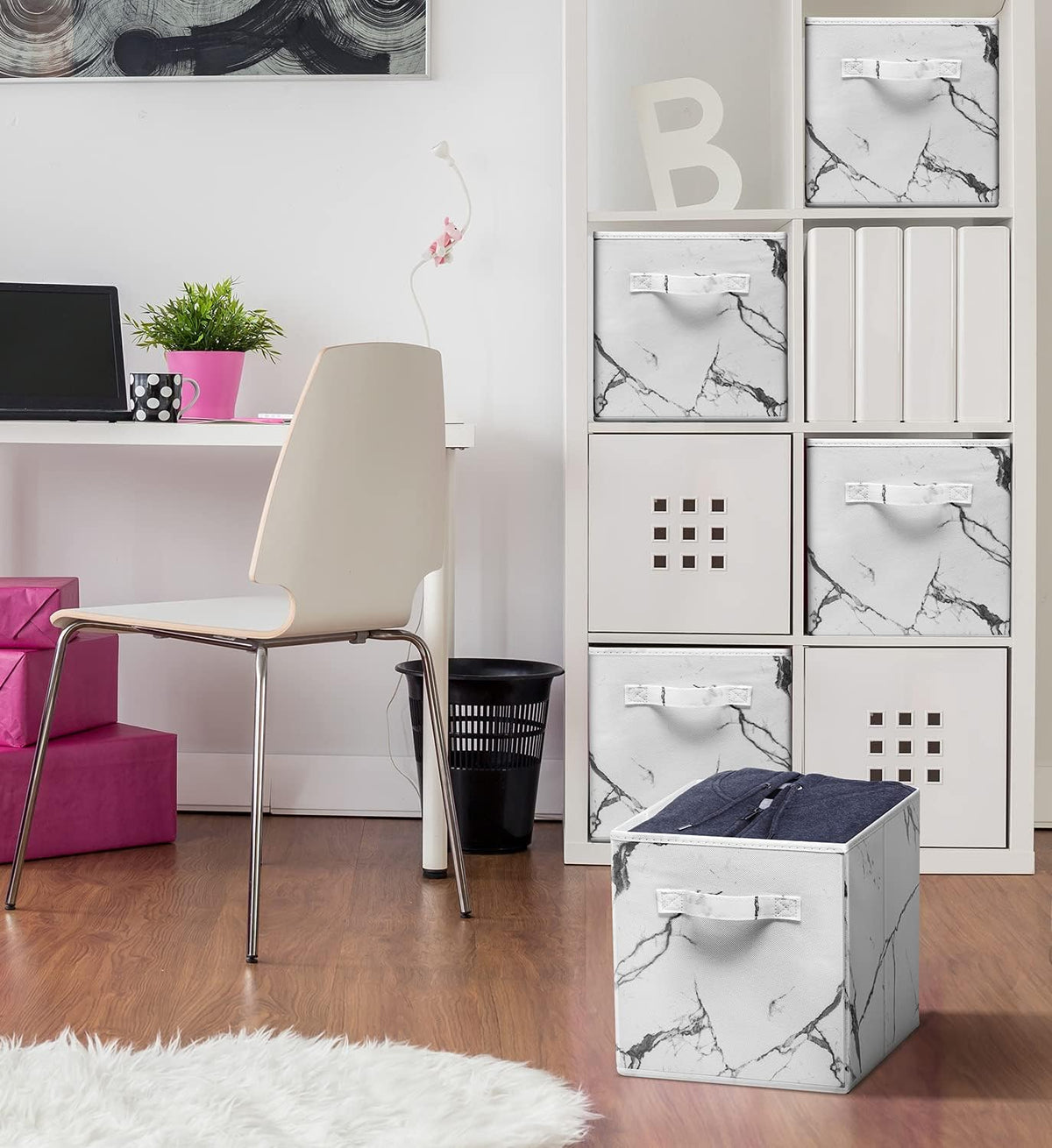 Sorbus Foldable Storage Bins - 11 Inch Sturdy Collapsible Fabric Storage Cubes with Handle - 4 Baskets for Organizing Clothes & Toys - Organization & Storage Baskets for Shelves, Pantry, Closet, Cubby