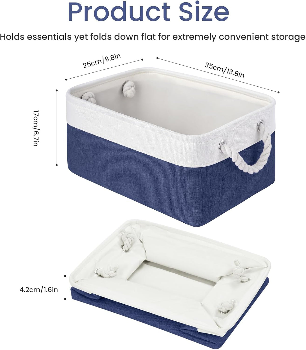 Large Storage Baskets- 15.7x11.8x8.26 inch Storage Bins for Shelves and Closet Organizing, Foldable Fabric Bin for Home Organization Clothes and Laundry (3-Pack, White&Khaki)