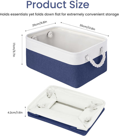 Large Storage Baskets- 15.7x11.8x8.26 inch Storage Bins for Shelves and Closet Organizing, Foldable Fabric Bin for Home Organization Clothes and Laundry (3-Pack, White&Khaki)
