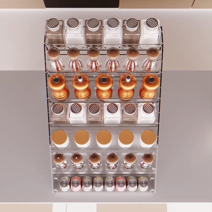 Tiered Spice Rack Acrylic, 7 Tier Clear Spice Rack Organizer for Cabinet, Vertical Spice Rack Shelf Durable Kitchen Seasoning Organizer for Countertop, Cabinet, Pantry, Kitchen Storage (7 Tier)