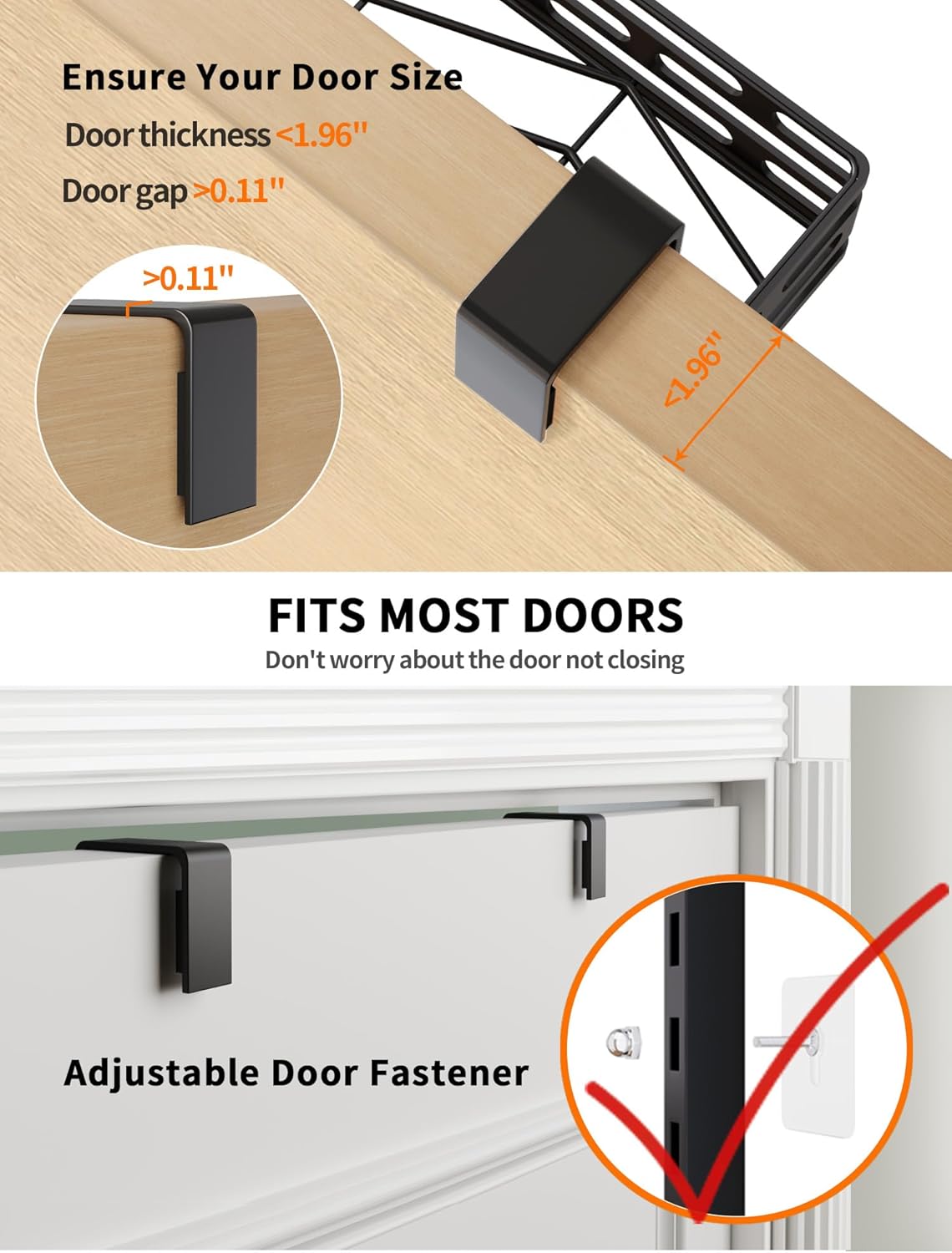 6-Tier Over the Door Pantry Organizer, Pantry Organization And Storage, Hanging Storage Organizer Spice Rack Metal Shelving for Home & Kitchen, Office Laundry Room Bathroom Black