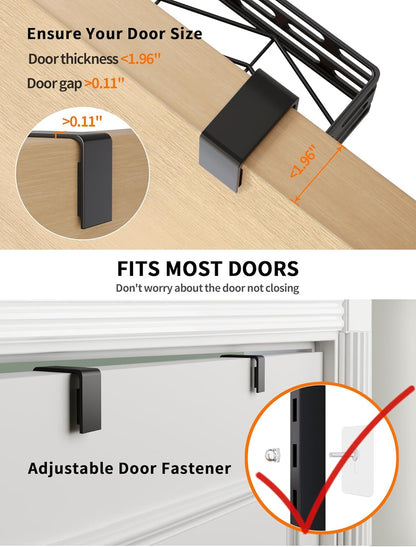 6-Tier Over the Door Pantry Organizer, Pantry Organization And Storage, Hanging Storage Organizer Spice Rack Metal Shelving for Home & Kitchen, Office Laundry Room Bathroom Black