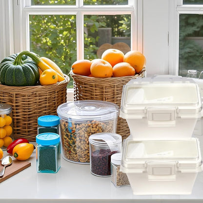 Flour Bin, 10 lb Stackable Kitchen Ingredient Storage Container with Lid - Food Pantry Organizer for Flour, Sugar, Rice, Baking,Dog Food Supplies (2.64 GAL-2.33 LB)