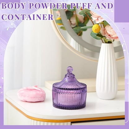 Tioncy 3 Pcs Large Body Powder Puff and Container Valentine's Day gift Powder Container with Puff Crystal Case Soft Washable Reusable Velour Face Body Glitter Wet Dry Makeup (Classic,Clear)