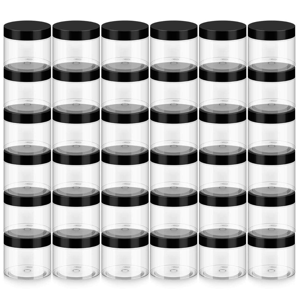 Loretoy 36 Pack 2 OZ Plastic Jars with Lids, BPA Free, Reusable, Refillable Transparent Cosmetic Containers for Bath Salts, Cosmetics, Powders, Beauty Product and Small Accessories