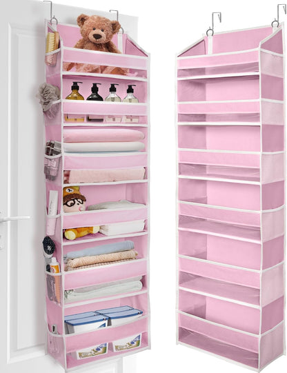 ULG Over The Door Organizer with 6 Large Pockets 12 Side Pockets, 50lbs Weight Capacity Door Hanging Organizer for Bedroom, Bathroom, Pantry, Nursery Storage, Beige