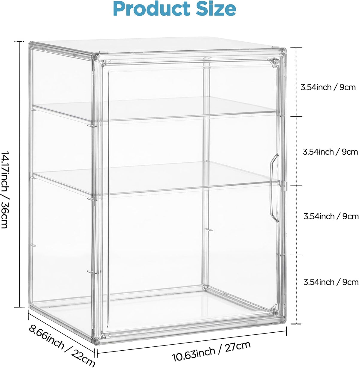 HBlife Baby Bottle Storage Organizer for Countertop Cabinet, 3 Tiers Adjustable Clear Acrylic Bottles Storage Station Case Box Container with 2 Removable Dividers and Magnetic Door, Large