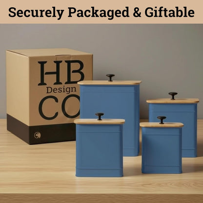 Kitchen Canisters for Countertop Set of 4 with Customizable Chalkboard Labels & Marker Pen - Big Iron Kitchen Canisters with Airtight Lids - Black Canister Set - Flour and Sugar Containers Farmhouse