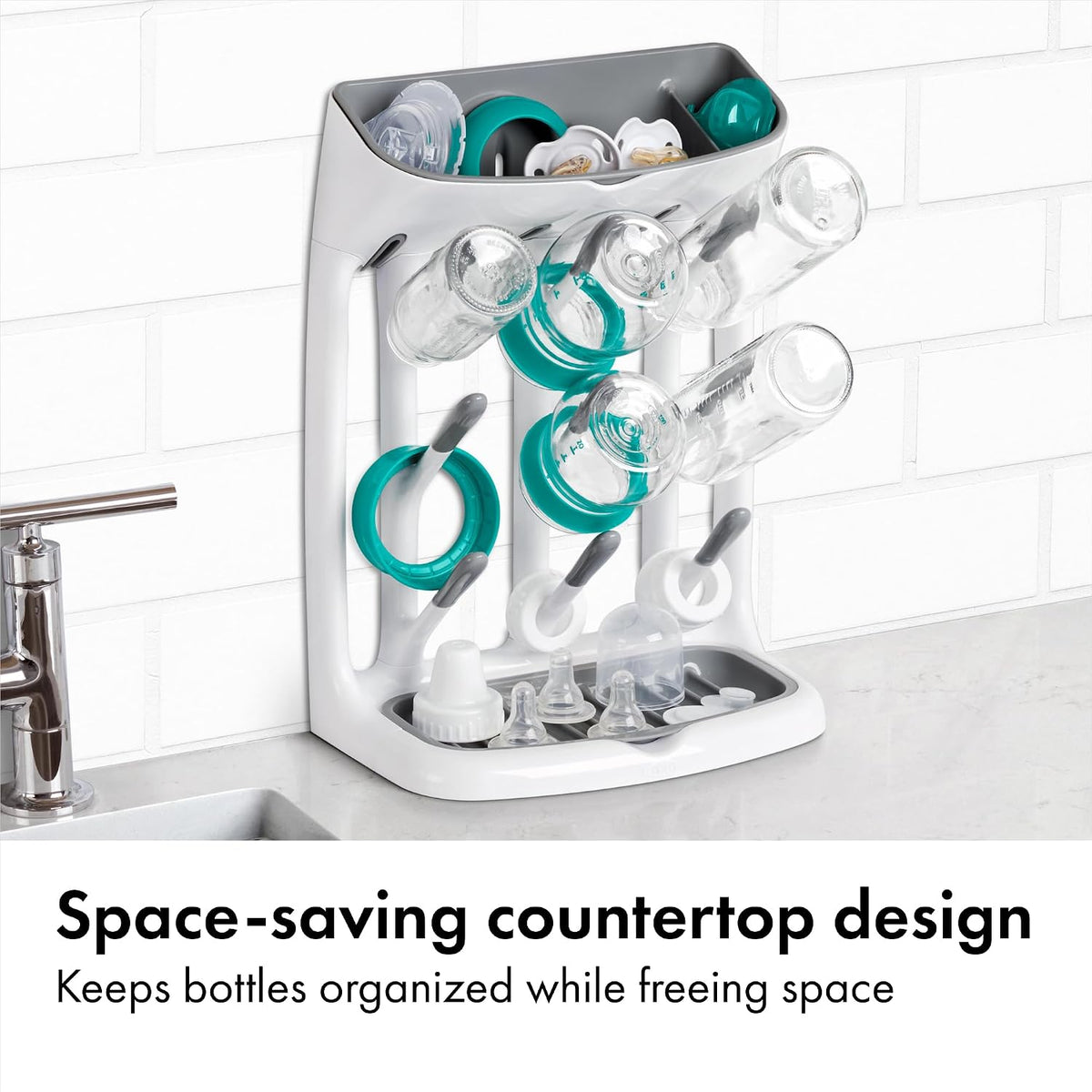 OXO Tot Expandable Drying Rack – Space-Saving Drying Rack | Newborn and Baby Essentials | Breastfeeding Essentials | Dry Baby Bottles | Save Space in Kitchen